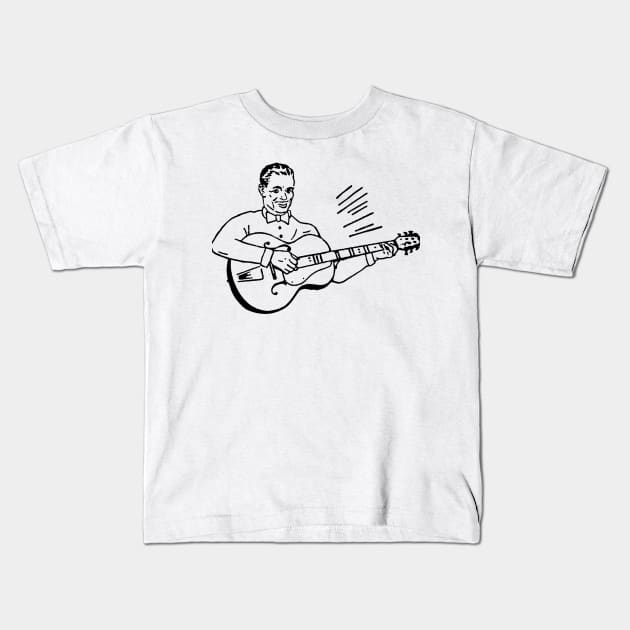 parlor guitar man Kids T-Shirt by matthewmazurkiewicz